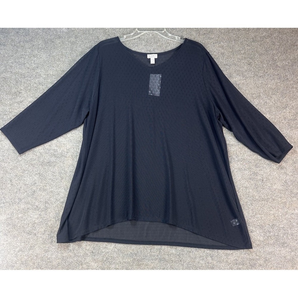 LOGO Lori Goldstein Black Cover Up Sz 2X Perforated Pullover Boho NWT